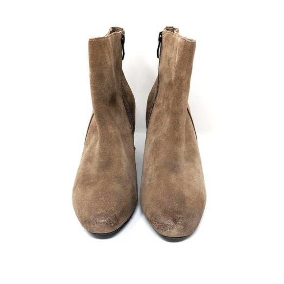 Vince Camuto Womens 10 Melisi Leather Brown Suede Wedge Zip Ankle Booties Boots - Picture 5 of 12